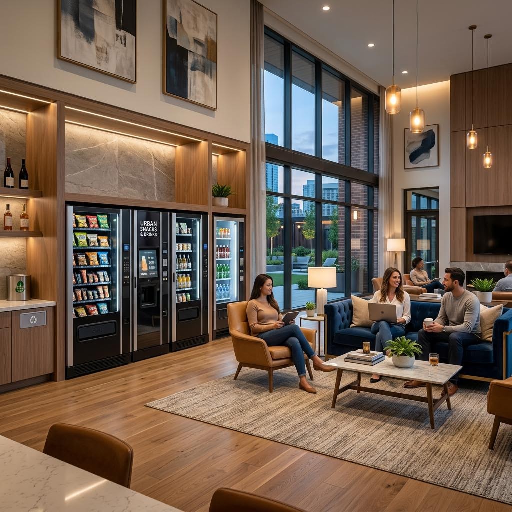 Houston apartment community clubhouse with modern vending